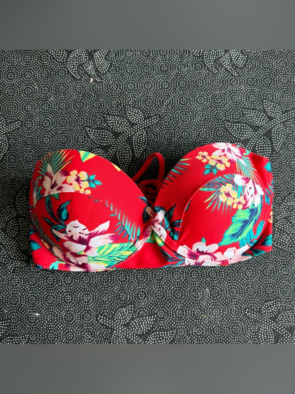Hollister bikini top- Red Tropical Print Large